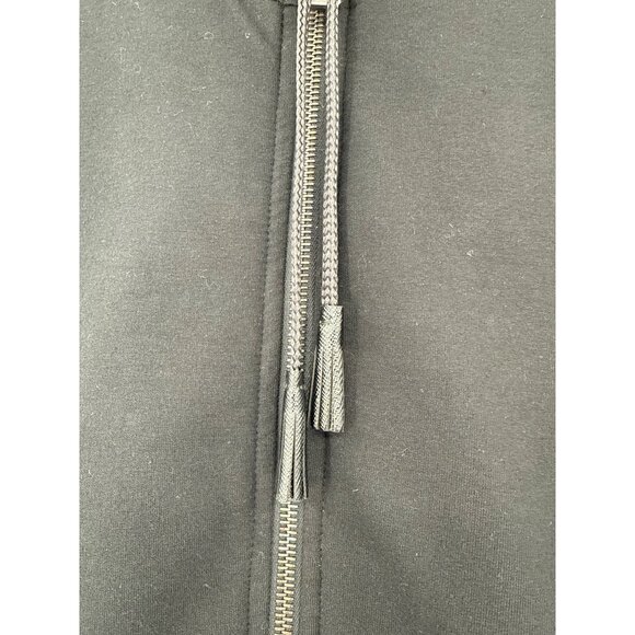 Prada Milano Womens authentic  Zip-Up Hoodie Leather Accents Black Size M fleece - Picture 5 of 12